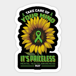 Take Care Of Your Mind It's Priceless | Mental Health Awarness Sticker